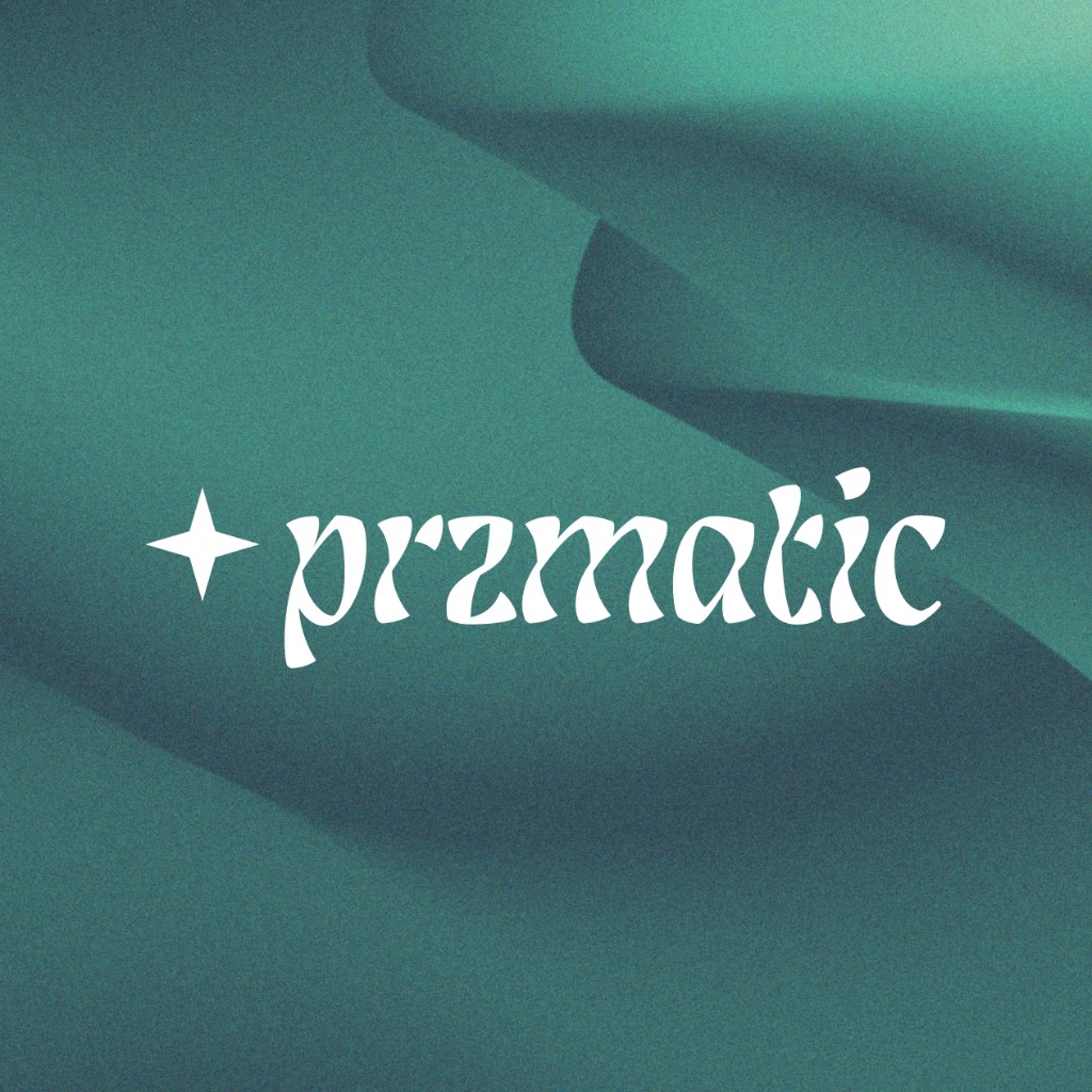 Przmatic wordmark on textured green background